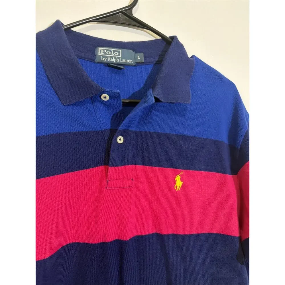 Vintage 90s Polo by Ralph Lauren Multi-Color Striped Polo Shirt, Size L